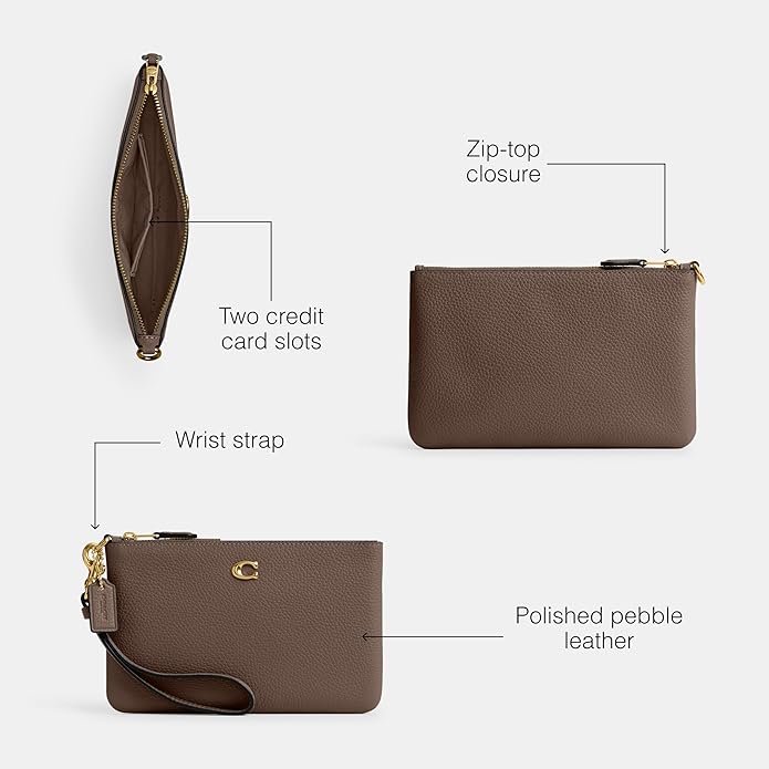Wristlet Coach Small Polished Pebble Leather — Piedra Oscura