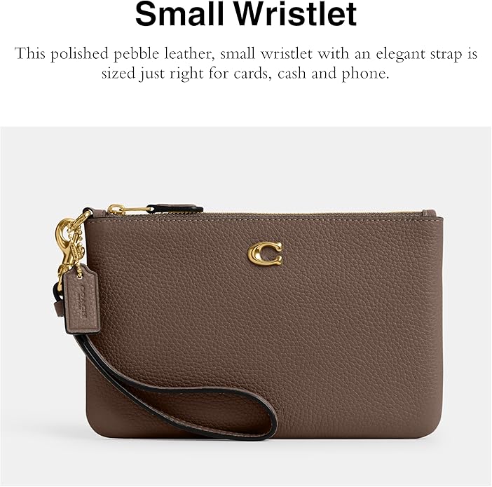 Wristlet Coach Small Polished Pebble Leather — Piedra Oscura