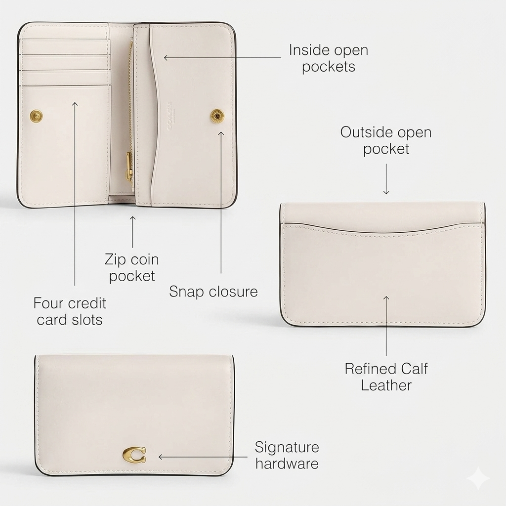 Tarjetero Coach Piel Liso — Chalk