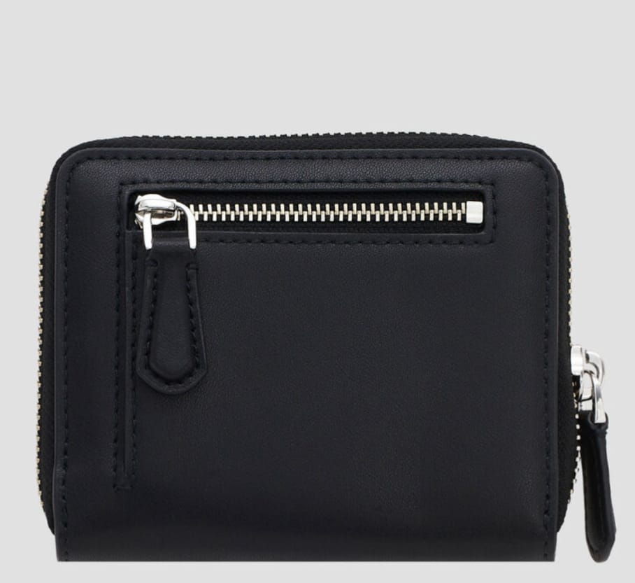 Billetera Marc Jacobs The Mini Zip Around Negro - logo detalle