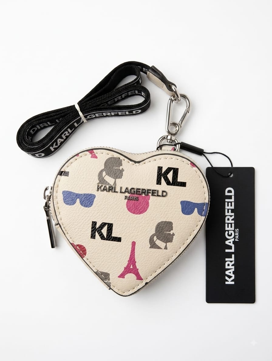 Monedero Karl Lagerfeld corazón - frente con correa