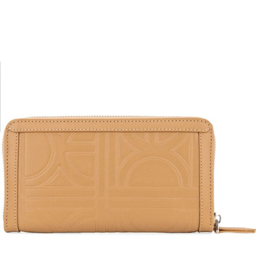 Billetera cierre sencillo camel - reverso con logo