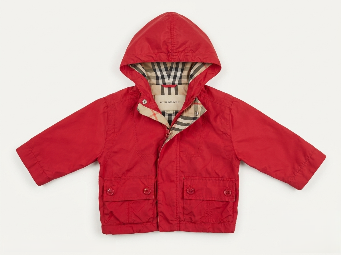 Chamarra Burberry Bebé Roja con Capucha
