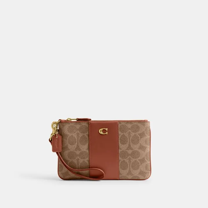 Coach Small Wristlet Signature Canvas